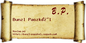 Bunzl Paszkál névjegykártya